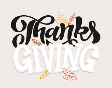 Şükran Günü 'n kutlu olsun. Güzel el çizimi karalama harfleri. Şükret. Şükret..