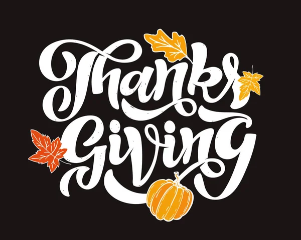 Happy Thanksgiving Day Étiquette Lettrage Gribouille Dessinée Main Mignonne Remerciez — Image vectorielle