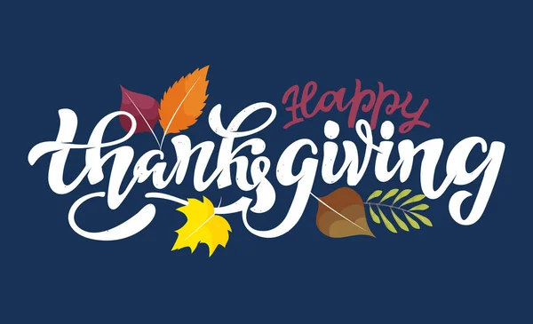 Happy Thanksgiving Day Cute Ręcznie Rysowane Etykiety Doodle Literowania Podziękuj — Wektor stockowy