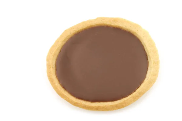 Karamelu Čokolády Plněné Dort Bílém Pozadí — Stock fotografie