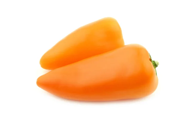 Two Orange Sweet Snack Peppers White Background — Stock Photo, Image