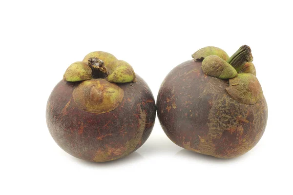 Mangosteen Fruit Garcinia Mangostana Linn Een Witte Achtergrond — Stockfoto