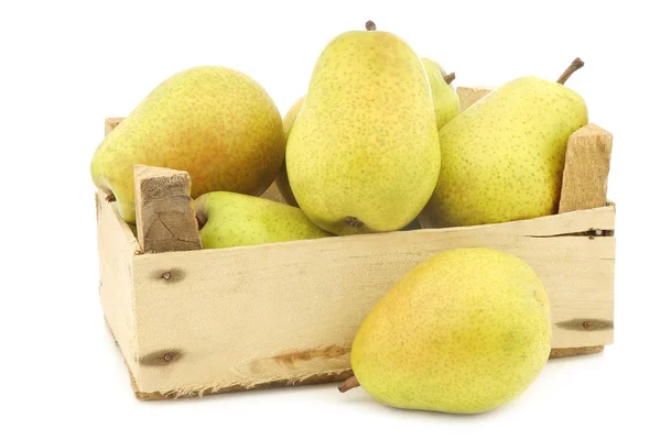 Fresh Lucas Pears Wooden Crate White Background — Stock Photo, Image