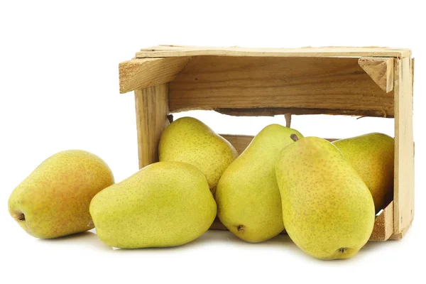 Fresh Lucas Pears Wooden Crate White Background — Stock Photo, Image