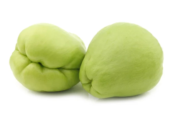 Frutos Chayote Sechium Edulis Sobre Fundo Branco — Fotografia de Stock