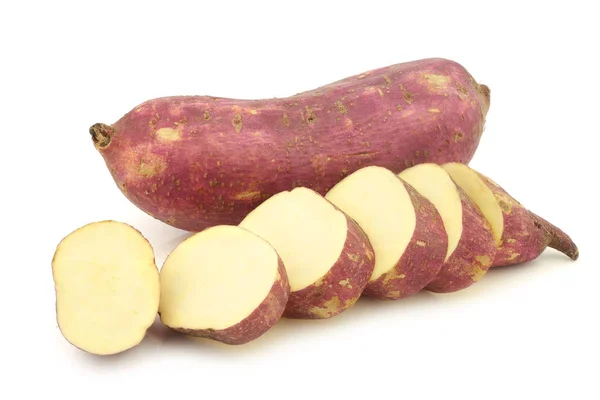 Freshly Harvested Sweet Potato Some Slices White Background — Stock Photo, Image