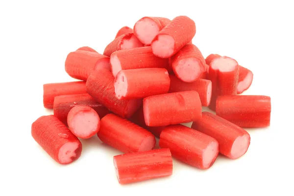 Bonbons Rouges Avec Garniture Rose Sur Fond Blanc — Photo