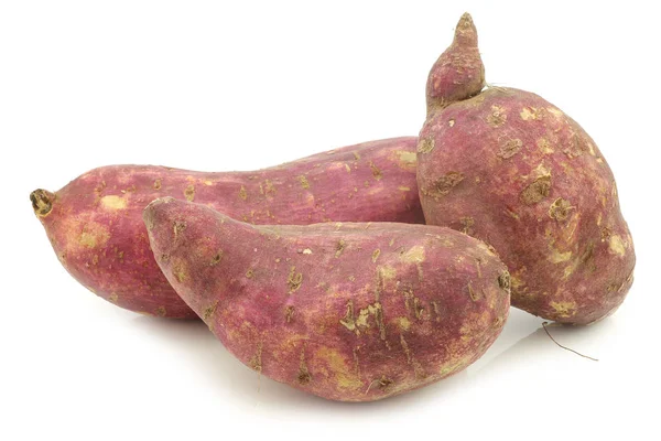 Freshly Harvested Sweet Potatoes White Background — Stock Photo, Image
