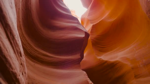 Stone Waves Of Smooth Orange Sandstone Rock Canyon — Stock Video