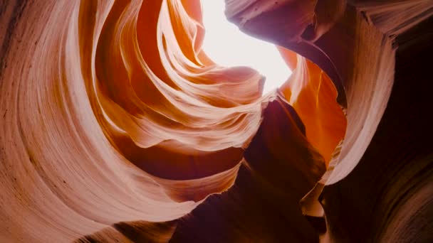 Amazing Beautiful Stone Waves Of Smooth Orange Sandstone Rock Canyon — Stock Video