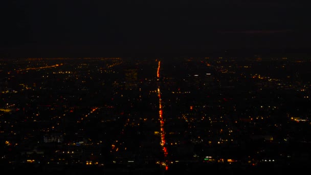 夜のダウンタウン ロサンゼルスの雄大なパノラマ — ストック動画