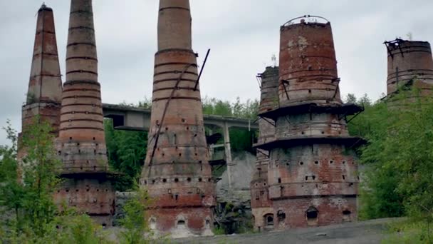 View Of The Abandoned Kilns Of Marble Lime — Stock Video