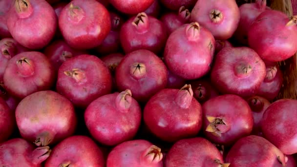 Viele reife frische Granatäpfel — Stockvideo