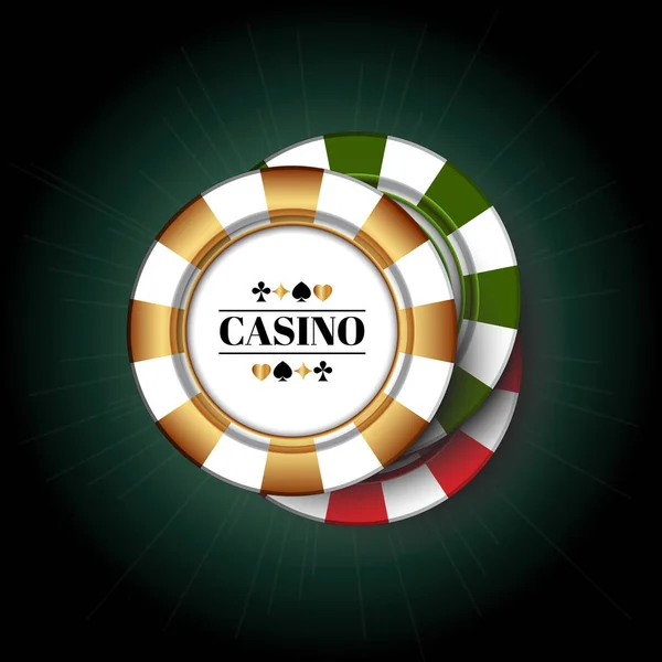 Casino Fichas en el fondo verde . — Vector de stock