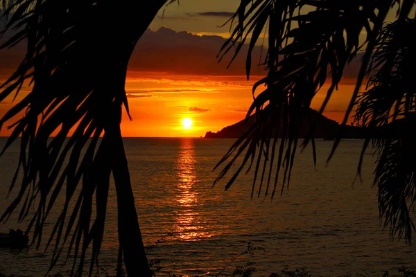 Západ Slunce Pláži Playa Sevilla Santiago Cuba Kuba Mělké Zaměření — Stock fotografie