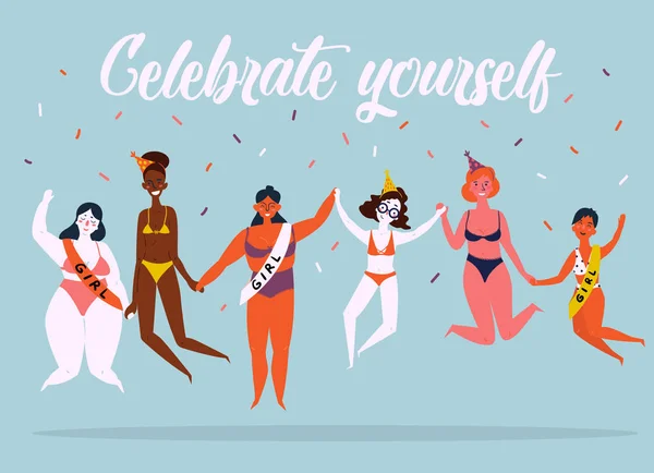 Feiern yoursel woman feminine Grußkarte — Stockvektor