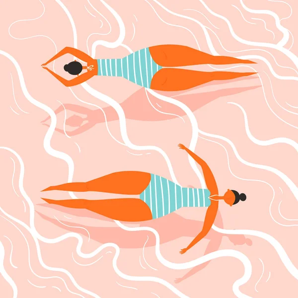 Fille nager sur le dos dans l'eau — Image vectorielle