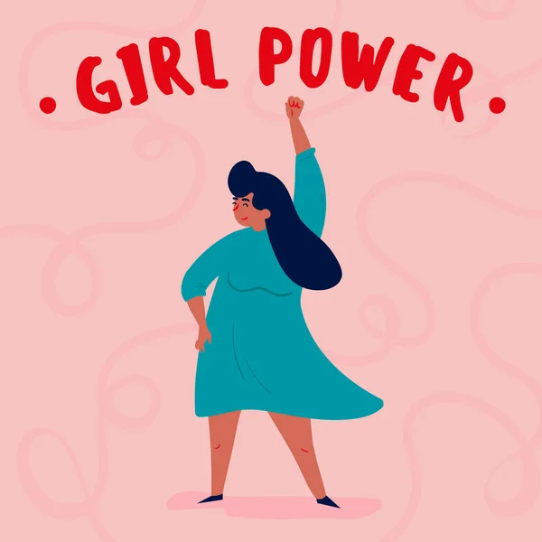 Poder femenino. Mujer fuerte empoderada soltera — Vector de stock