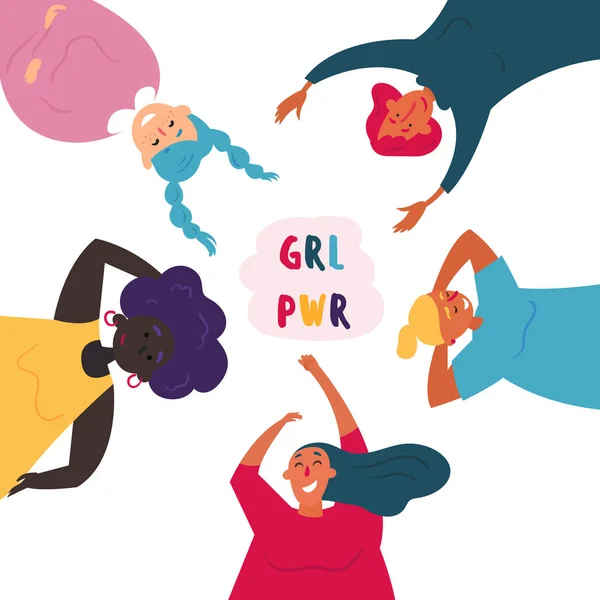 Diverse groep van vrouwen. Vrouwelijke. Girl power — Stockvector