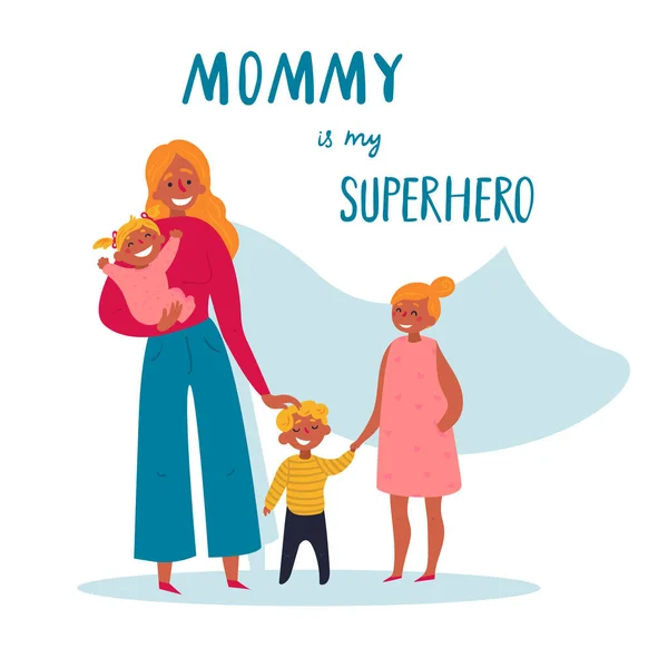 Mommy is my superhero text. For Happy Mother s Day — Stock Vector