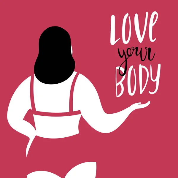 Liebe dein Körperkonzept. Dicke Frau im Badeanzug — Stockvektor