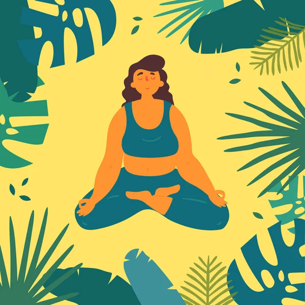 Donna in loto yoga ardha padmasana asana posa — Vettoriale Stock