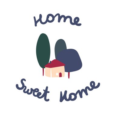 Ev Tatlı Ev ve ağaçlar, dormat veya hoş geldiniz işareti