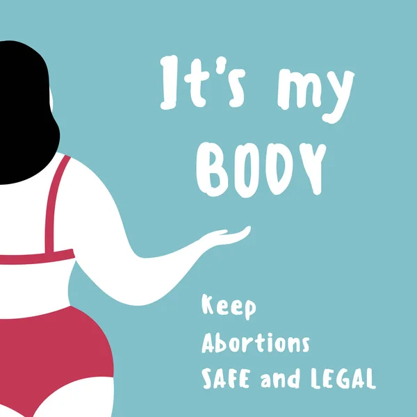 Wanita. pilihan bebas, konsep aborsi. Its tubuh saya - Stok Vektor