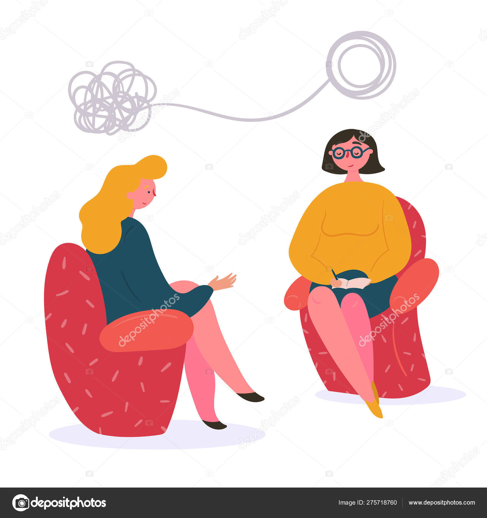 Woman at therapy with psychologist and therapist Stock Vector Image by  ©.com #275718760