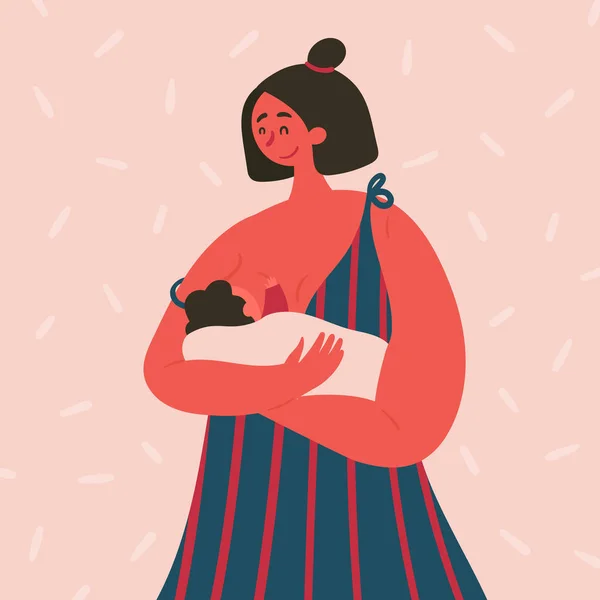 Allaitement femme heureuse avec bébé sur ses mains — Image vectorielle