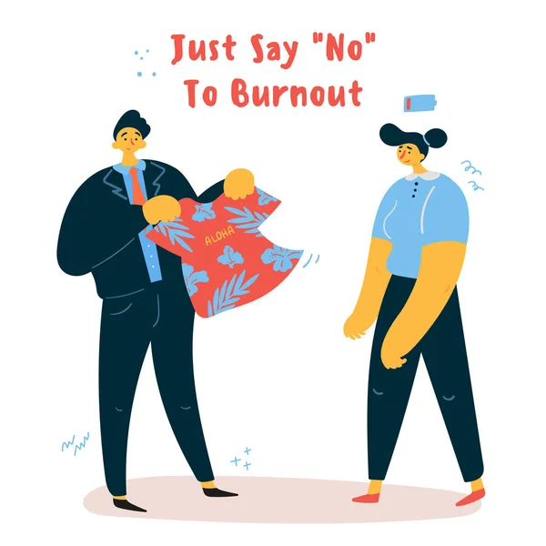 Emotional burnout woman with her boss — Stock Vector