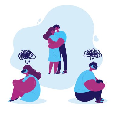 Çift arasında çatışma. Erkek ve kadın vr