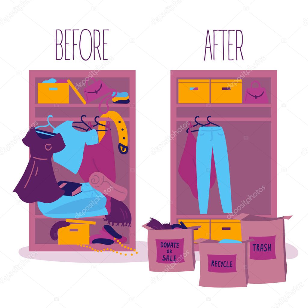 Before and after sorting things concept