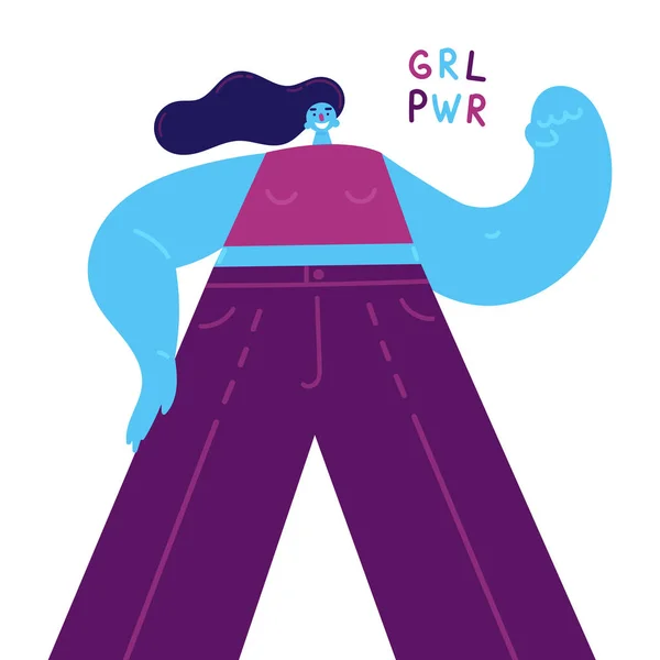 Une jeune femme confiante se tient debout. Inscription GRL PWR — Image vectorielle