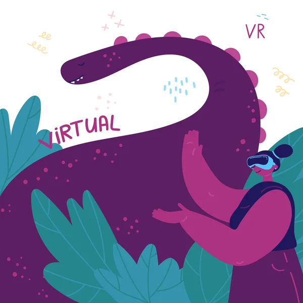 Ženy ve virtuální realitě brýle představují hru — Stockový vektor