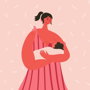 Mutlu kadını bebekle emzir. 