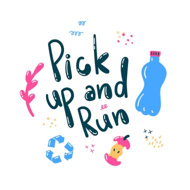 Plogging. Afiş. Vektör çizimi.