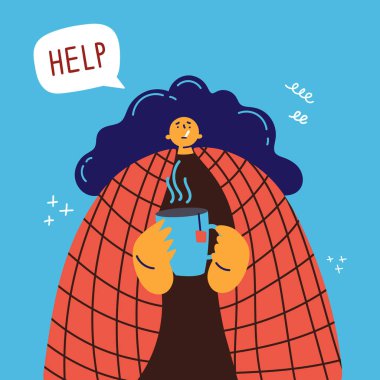 Kırmızı şapkalı genç kız nezle ya da virüs kapmış..