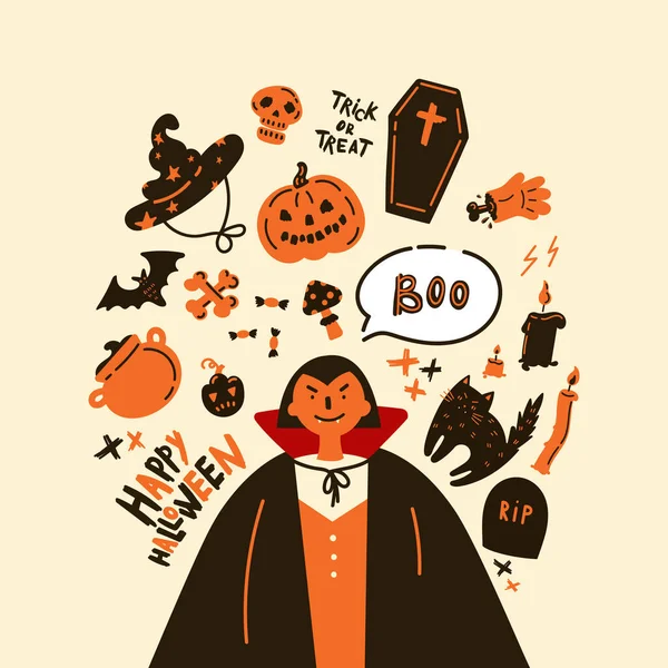 Colección de icono de Halloween y carácter. — Archivo Imágenes Vectoriales