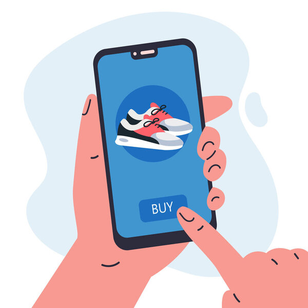 Man doing shopping online e.Phone in hand