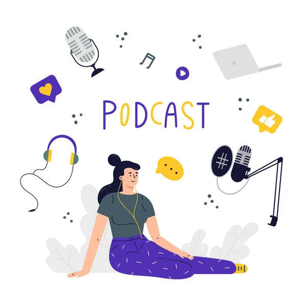 Podcast koncept illustration — Stock vektor