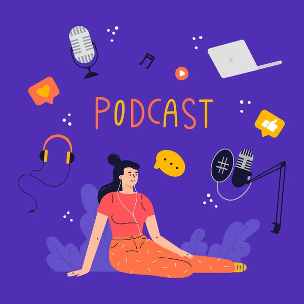 Podcast koncepció illusztráció — Stock Vector