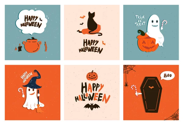 Conjunto vectorial de invitaciones para fiestas de Halloween — Archivo Imágenes Vectoriales