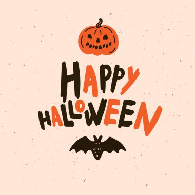 Cadılar Bayramı tebrik kartı. Flat.Vektör illüstrasyonu