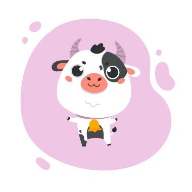  Lavanta arka planda şirin çiftlik sütü ineği.