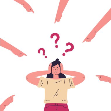 Kafası karışmış genç bir kız soru işaretleriyle