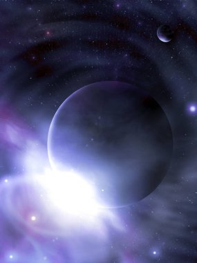 Parlak arka planda uzayda flash