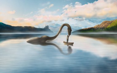 Loch Ness canavar ve adam inanılmaz dostluk.