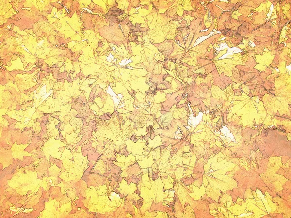 illustrated background of bright autumn leaves
