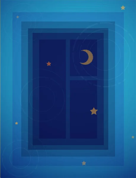 Глибоке занурення в концепцію нічного сну, відображення вікна ніч з місяцем і зіркою у воді , — стоковий вектор
